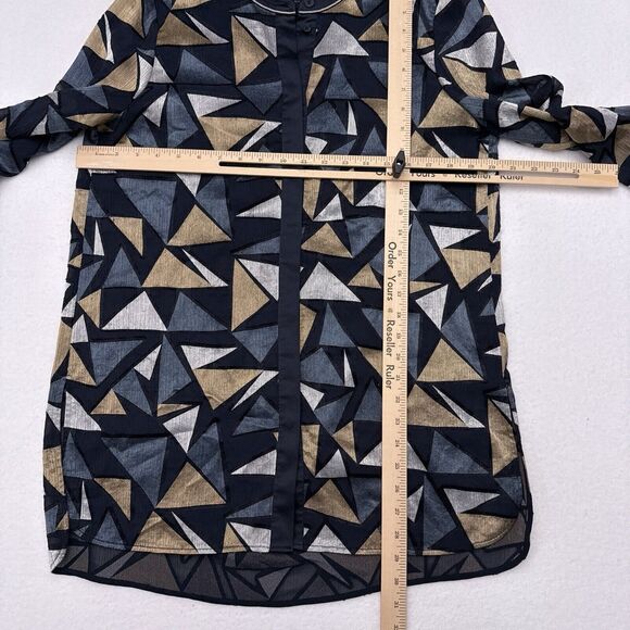 Lafayette 148 Desra Burnout Blouse Shirt Medium‎ Cutout Metallic Long Old Money - Picture 8 of 10